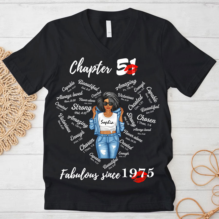 Chapter 51, Fabulous Since 1975 51st Birthday Unique T Shirt For Woman, Her Gifts For 51 Years Old , Turning 51 Birthday Cotton Shirt-TLQ
