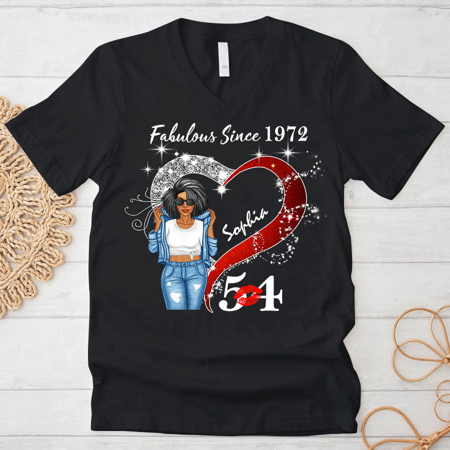 Custom Birthday Shirt, Her Gifts For 54 Years Old , Turning 54 Birthday Cotton Shirt, Fabulous Since 1972-TLQ