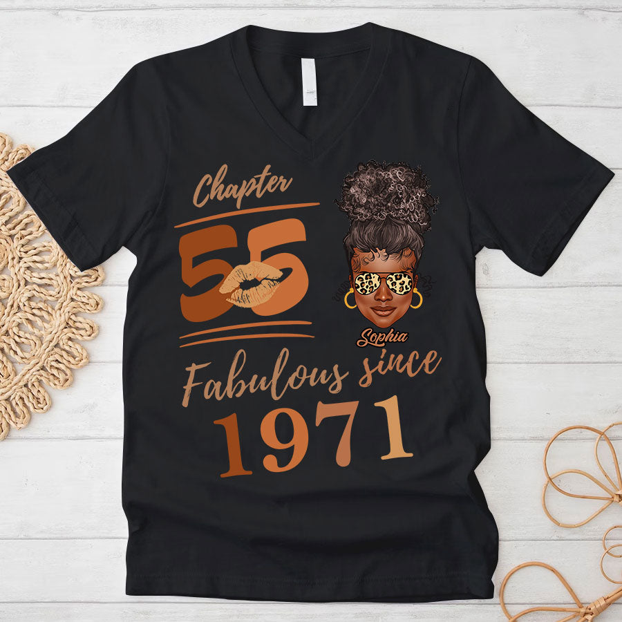 Chapter 55, Fabulous Since 1971 55th Birthday Unique T Shirt For Woman, Her Gifts For 55 Years Old , Turning 55 Birthday Cotton Shirt TLQ