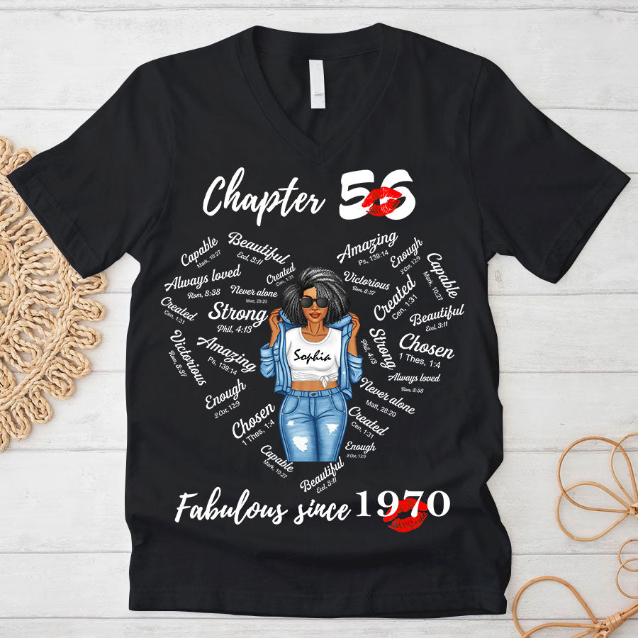 Chapter 56, Fabulous Since 1970 56th Birthday Unique T Shirt For Woman, Her Gifts For 56 Years Old , Turning 56 Birthday Cotton Shirt-TLQ