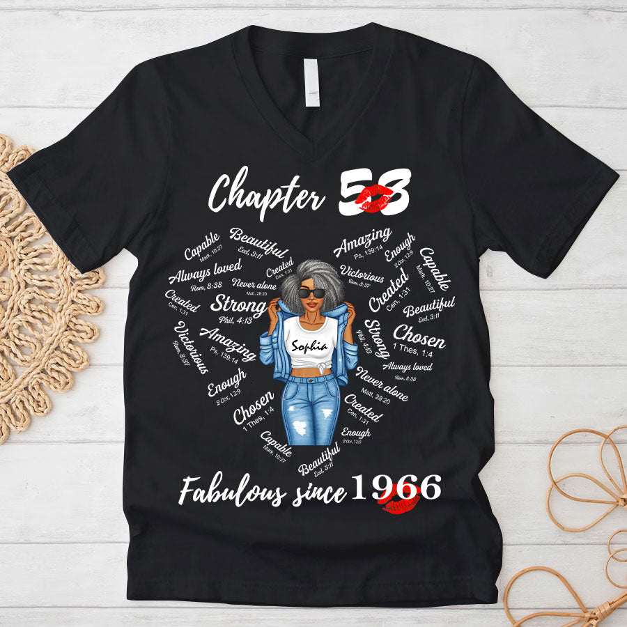Chapter 58 Fabulous Since 1966 58th Birthday Unique T Shirt For Woman, Her Gifts For 58 Years Old , Turning 58 Birthday Cotton Shirt-TLQ