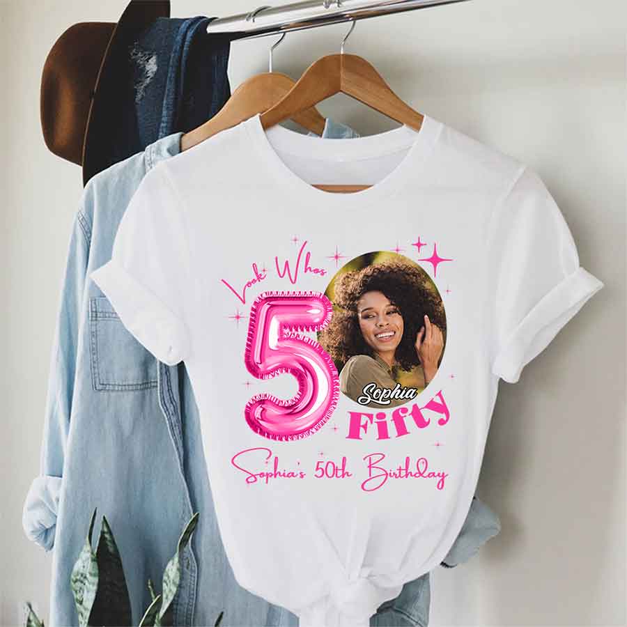 Custom Face Photo 50&#39;s Birthday Shirt, 50th Birthday Unique T Shirt For Woman, Custom Birthday Shirt, Her Gifts For 50 Years Old, Custom Picture Tee, Personalized Birthday Shirt-YPT-HCT