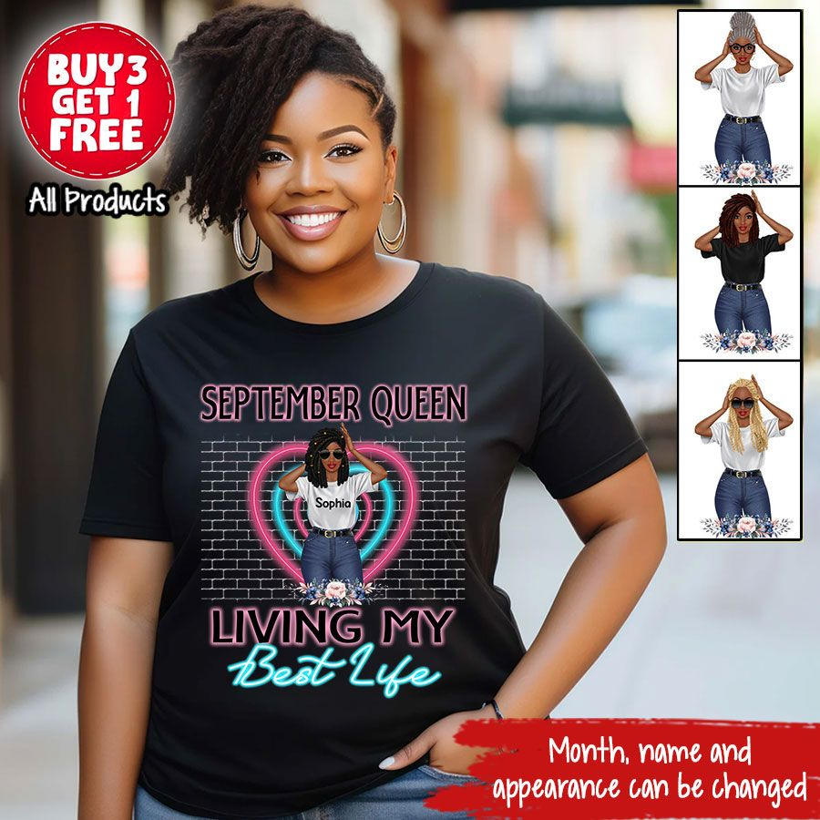September Birthday Shirt, Custom Birthday Shirt, Queen Was Born In September, September Birthday Shirts For Woman