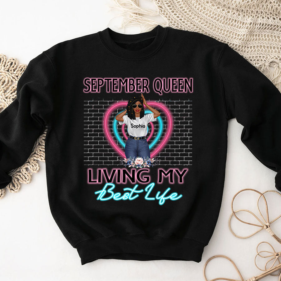 September Birthday Shirt, Custom Birthday Shirt, Queen Was Born In September, September Birthday Shirts For Woman