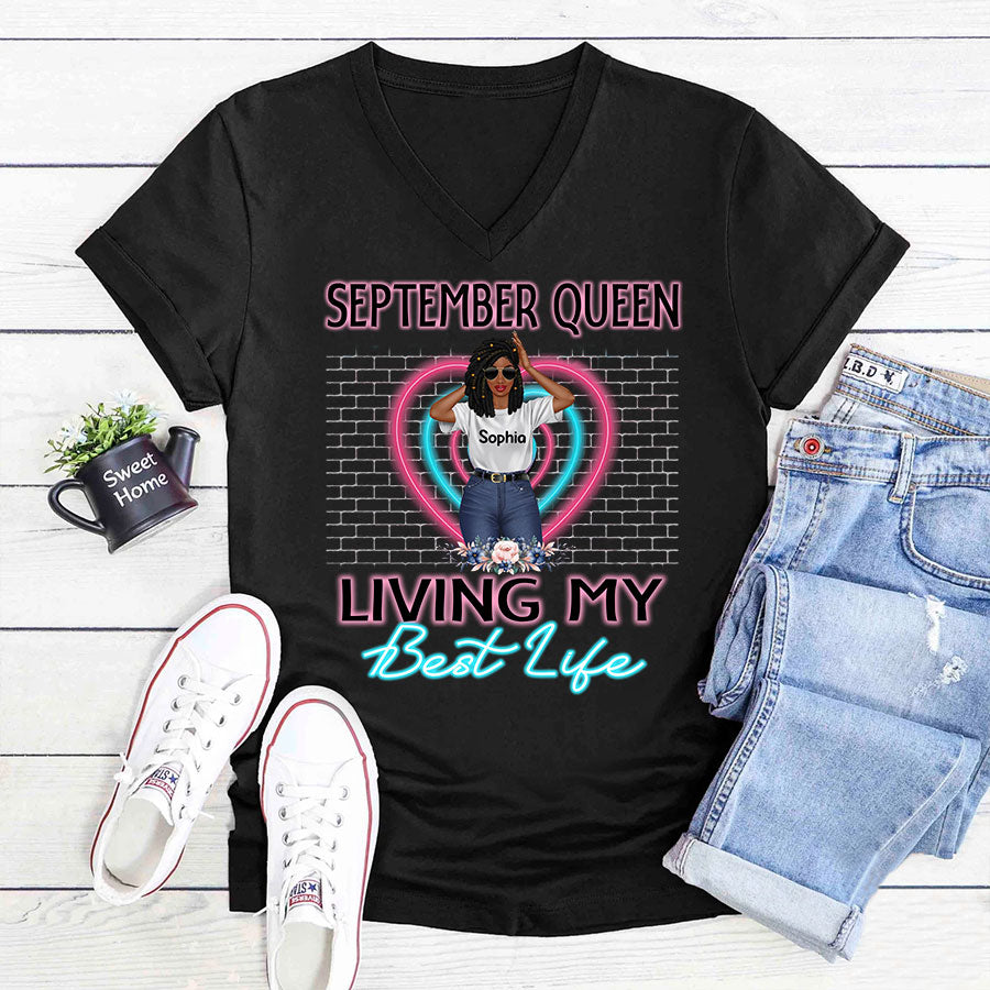 September Birthday Shirt, Custom Birthday Shirt, Queen Was Born In September, September Birthday Shirts For Woman