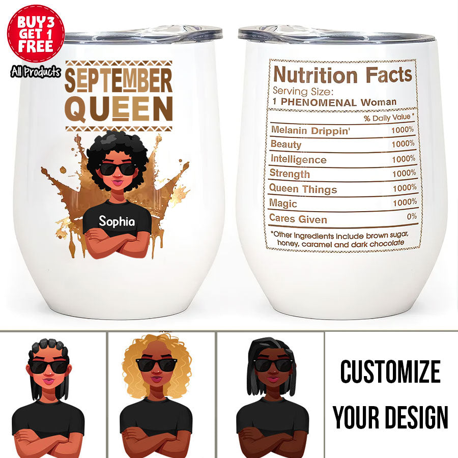 Personalized Wine Tumbler - Birthday Gift For September Queen, September Birthday Gifts, September Birthday Gift Idea For Her
