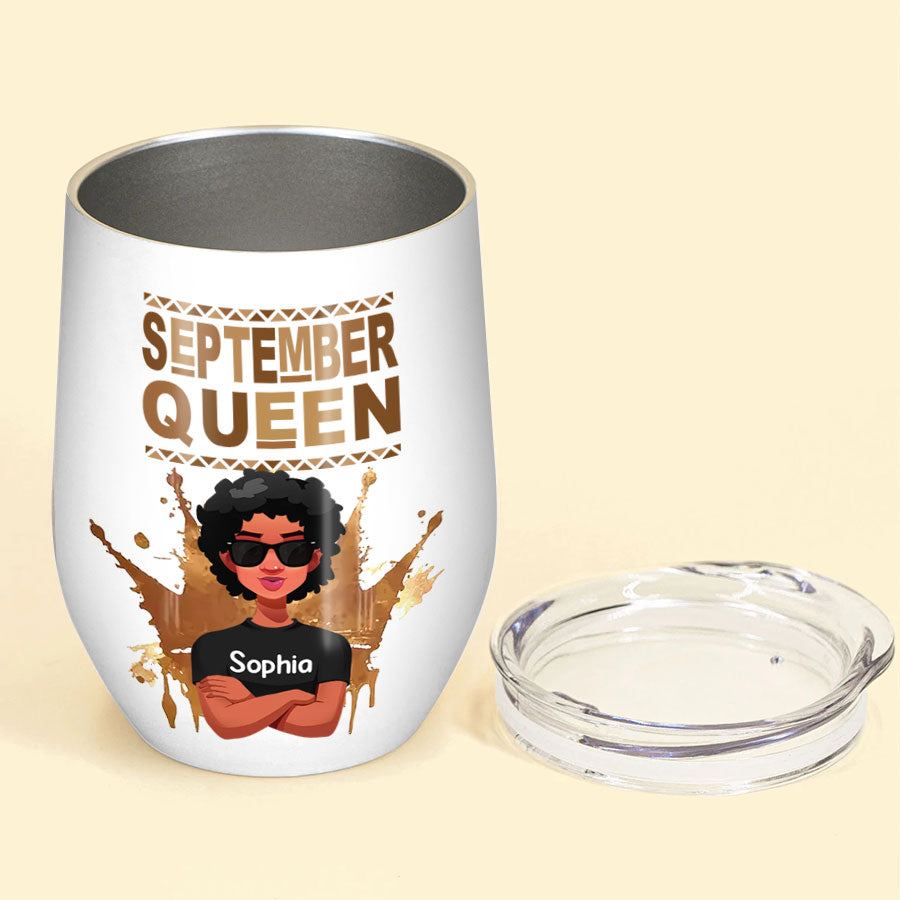 Personalized Wine Tumbler - Birthday Gift For September Queen, September Birthday Gifts, September Birthday Gift Idea For Her