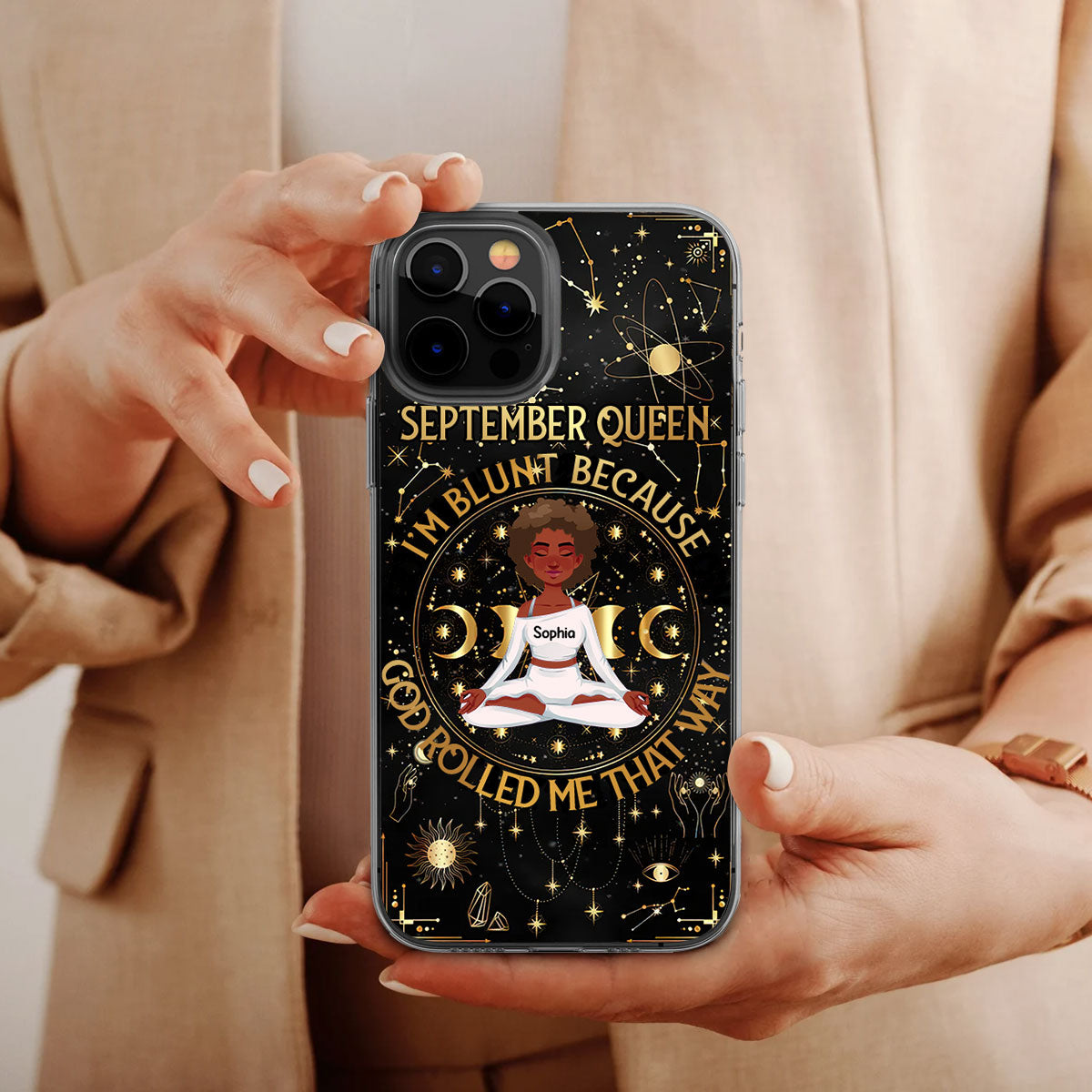 Personalized Clear Phone Case, Birthday Gifts For September Queens, September Birthday Gift Idea For Yoga Lovers