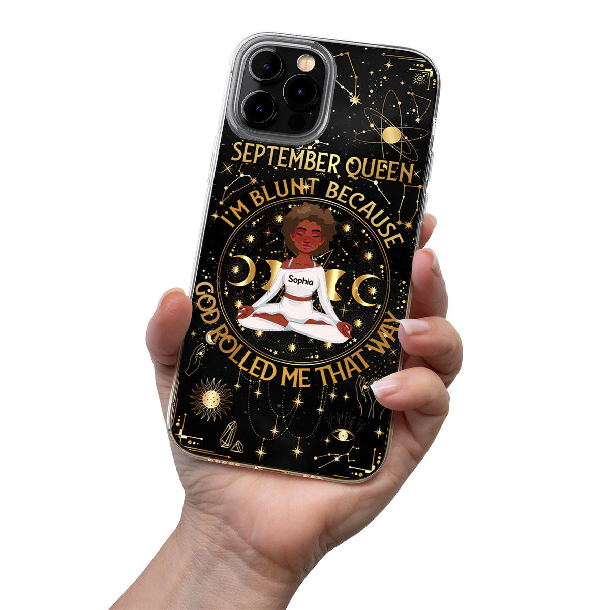 Personalized Clear Phone Case, Birthday Gifts For September Queens, September Birthday Gift Idea For Yoga Lovers