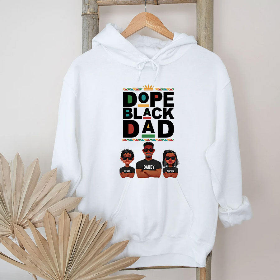 Dope Black Dad, Personalized Fathers Day Shirts, Father‘s Day T Shirts, Custom Photo Father’s Day Gift Ideas From Son, Bonus Dad Shirt