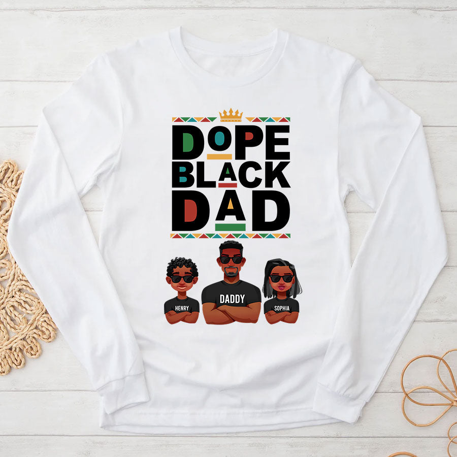 Dope Black Dad, Personalized Fathers Day Shirts, Father‘s Day T Shirts, Custom Photo Father’s Day Gift Ideas From Son, Bonus Dad Shirt