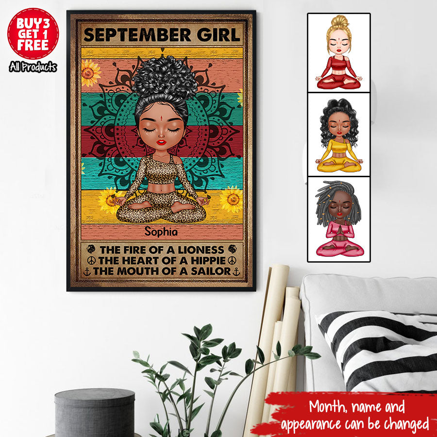 Personalized Poster - Canvas - Gift For Yoga Lover, Custom Birthday Gifts, September Birthday Gifts For Woman