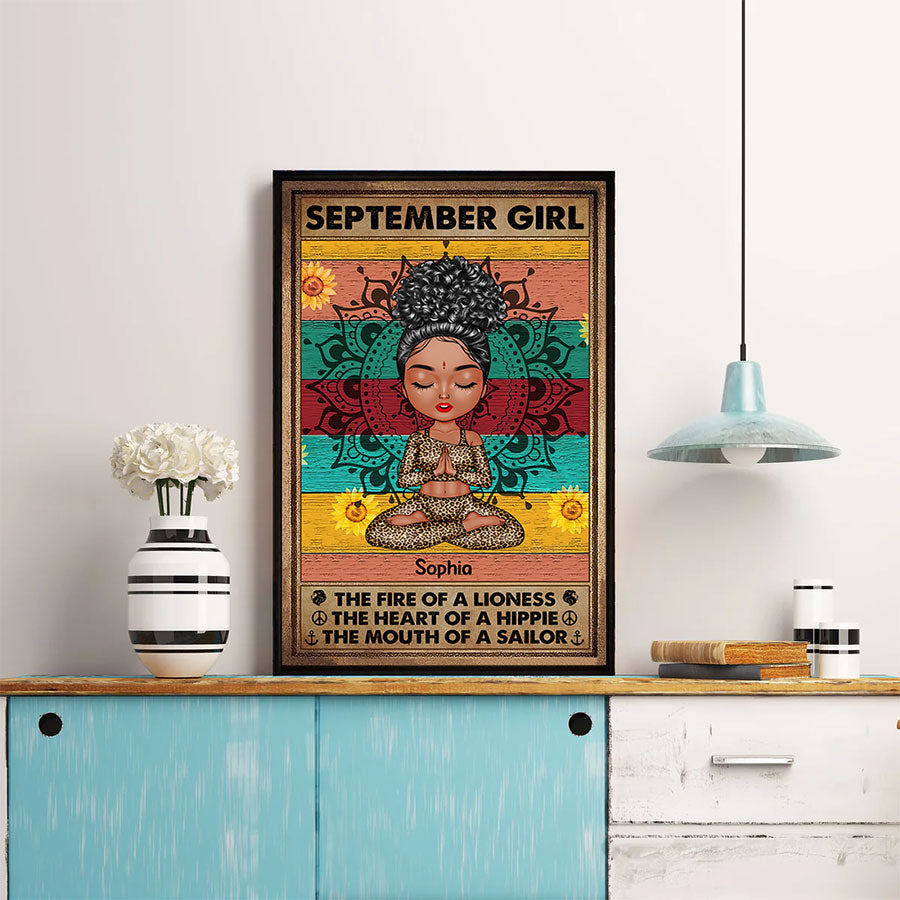 Personalized Poster - Canvas - Gift For Yoga Lover, Custom Birthday Gifts, September Birthday Gifts For Woman