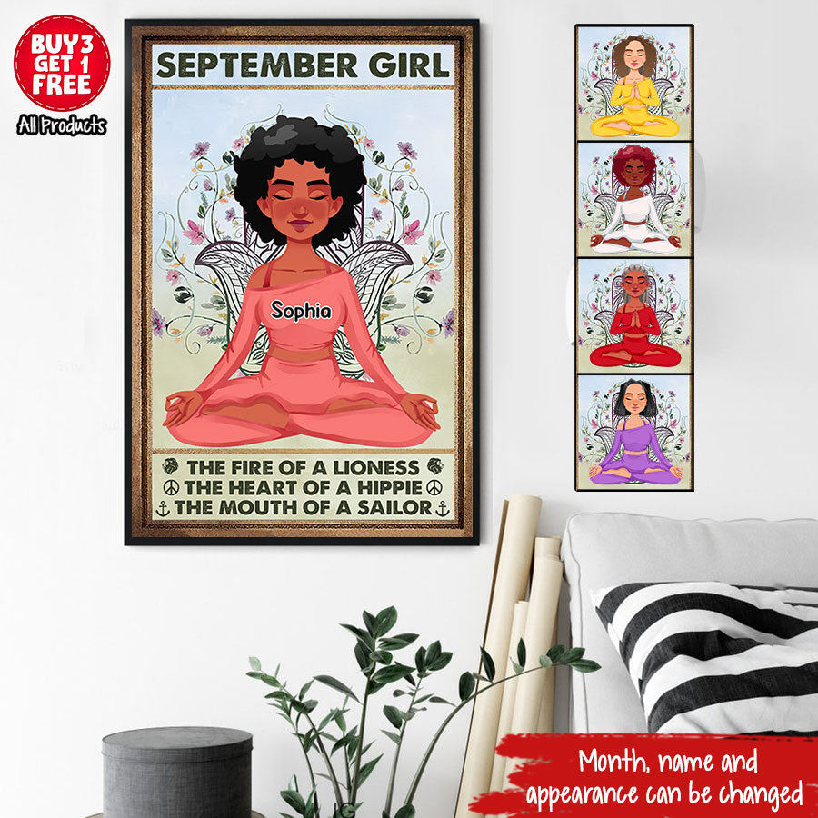 Personalized Poster - Canvas - Gift For Yoga Lover, Custom Birthday Gifts, September Birthday Gifts For Woman