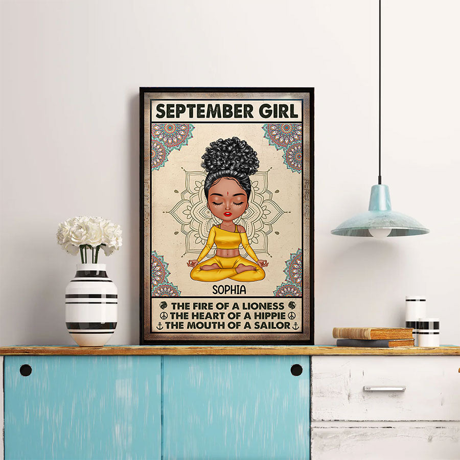 Personalized Poster - Canvas - Gift For Yoga Lover, Custom Birthday Gifts, September Birthday Gifts For Woman
