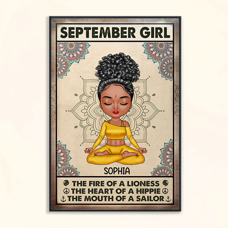 Personalized Poster - Canvas - Gift For Yoga Lover, Custom Birthday Gifts, September Birthday Gifts For Woman