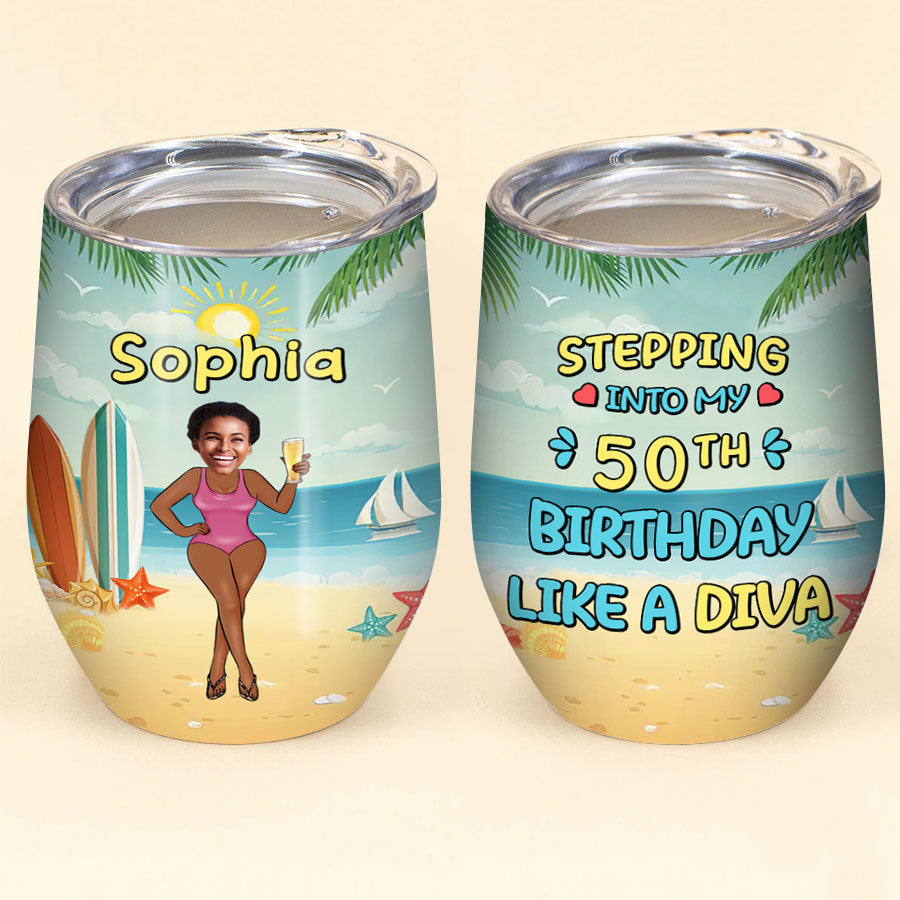 Personalized Wine Tumbler - 50th Birthday Wine Tumbler, Personalized 50th Birthday Gifts, 50th Gift Ideas For Her