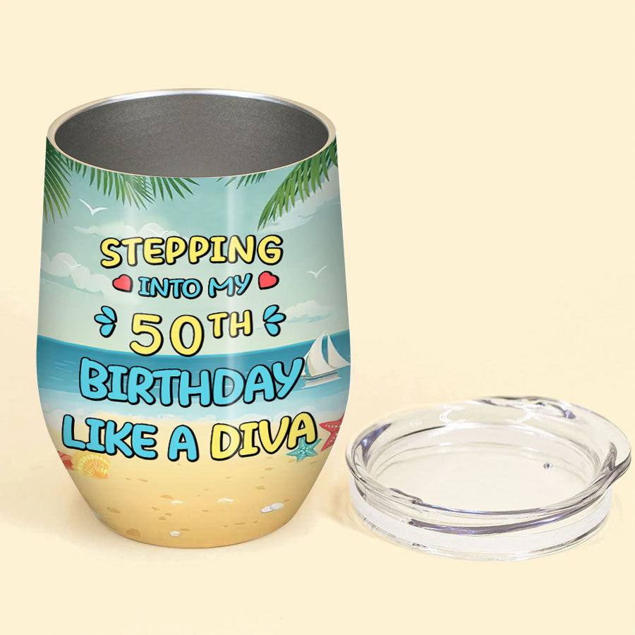 Personalized Wine Tumbler - 50th Birthday Wine Tumbler, Personalized 50th Birthday Gifts, 50th Gift Ideas For Her