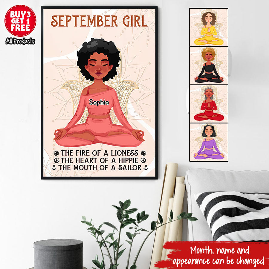 Personalized Poster - Canvas - Gift For Yoga Lover, Custom Birthday Gifts, September Birthday Gifts For Woman