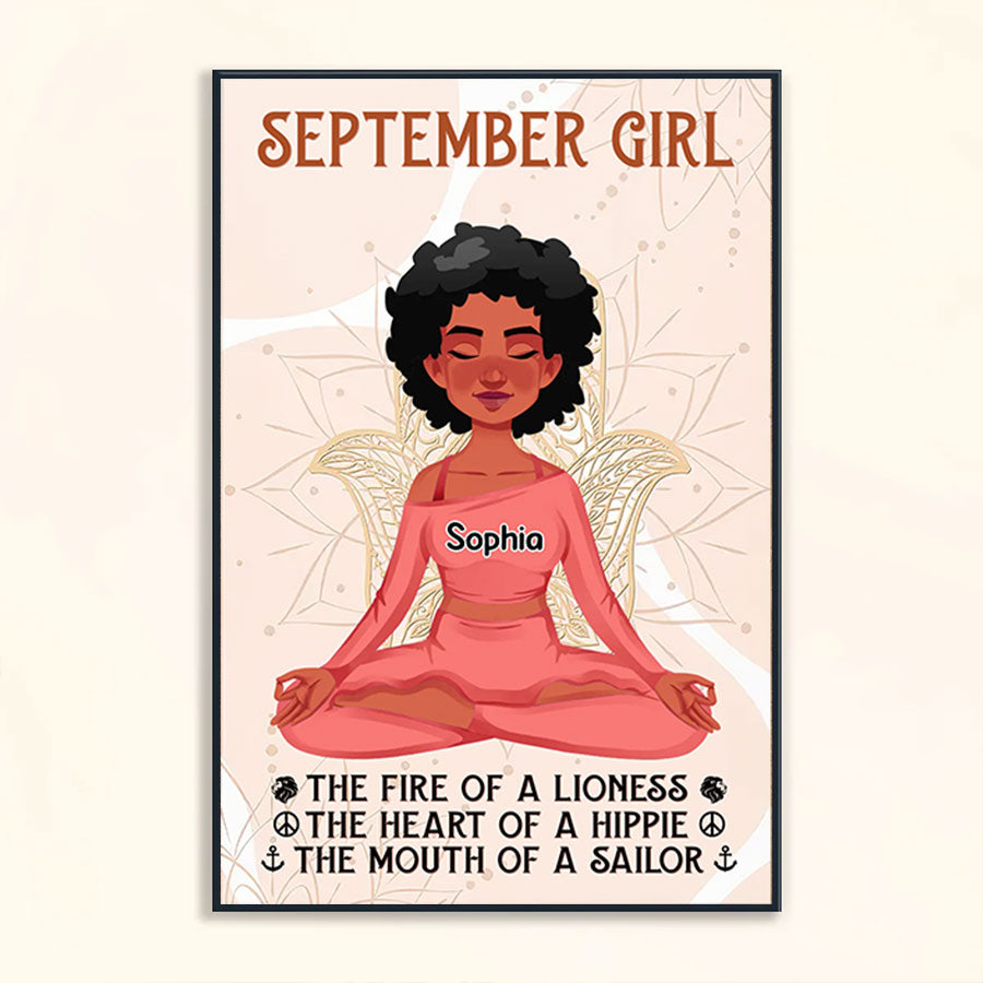 Personalized Poster - Canvas - Gift For Yoga Lover, Custom Birthday Gifts, September Birthday Gifts For Woman