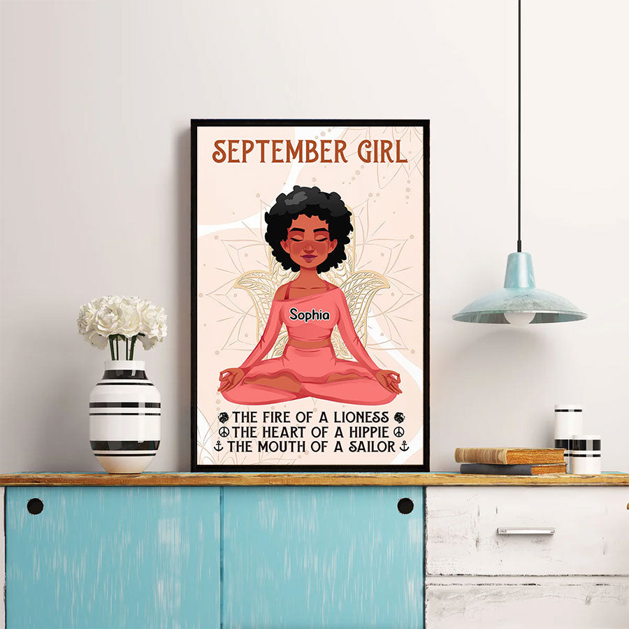 Personalized Poster - Canvas - Gift For Yoga Lover, Custom Birthday Gifts, September Birthday Gifts For Woman