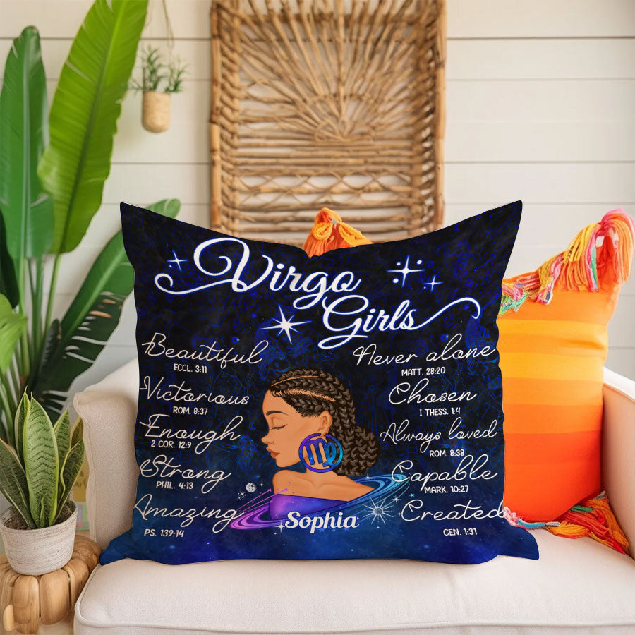 Personalized Pillow - Custom Birthday Gifts for Virgo girls, Zodiac Pillow, Virgo Girl Birthday Gift