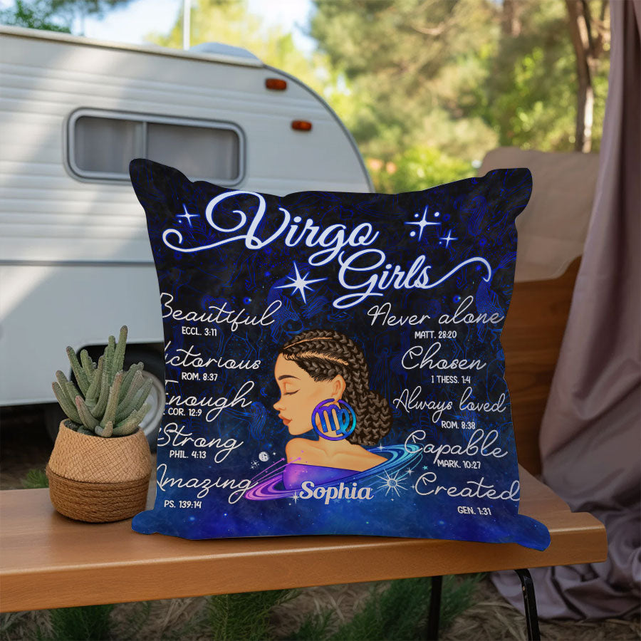 Personalized Pillow - Custom Birthday Gifts for Virgo girls, Zodiac Pillow, Virgo Girl Birthday Gift