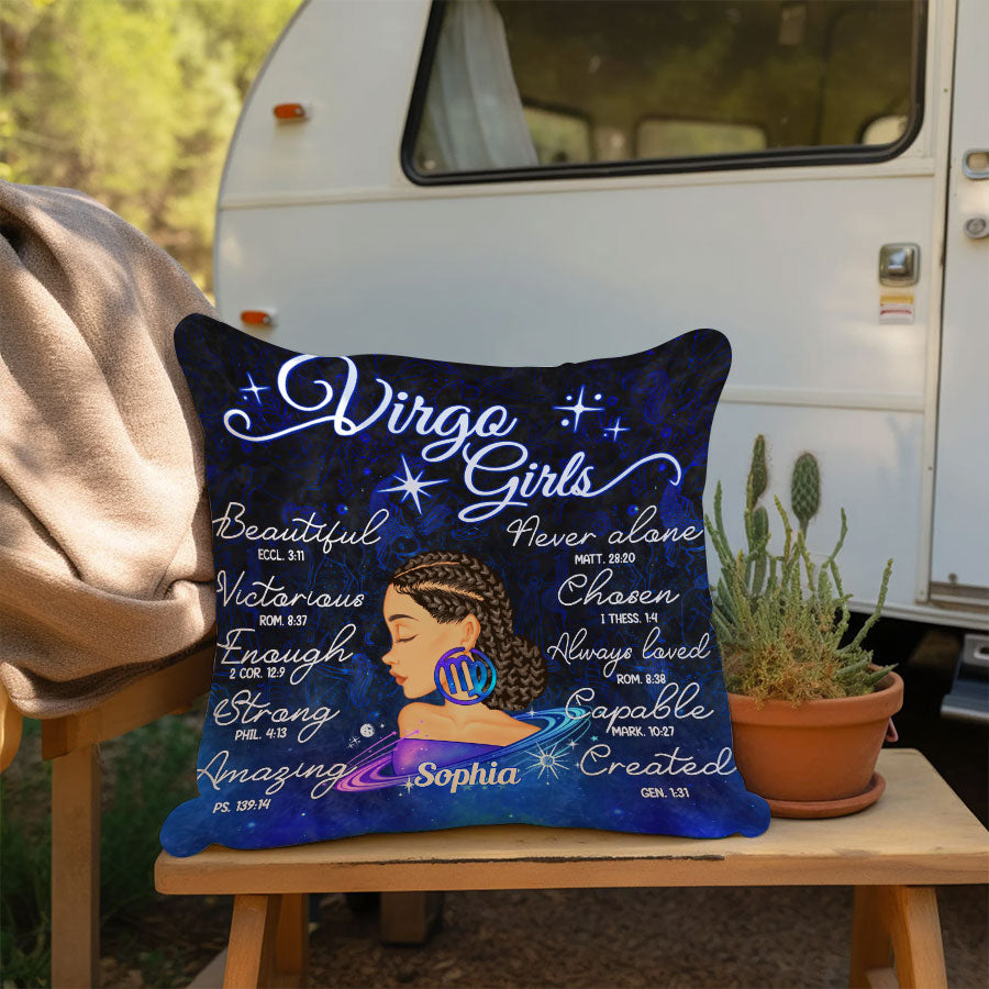 Personalized Pillow - Custom Birthday Gifts for Virgo girls, Zodiac Pillow, Virgo Girl Birthday Gift