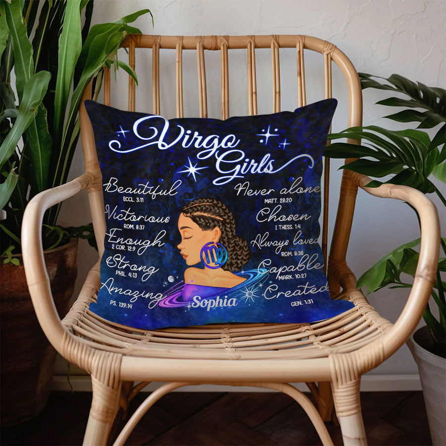Personalized Pillow - Custom Birthday Gifts for Virgo girls, Zodiac Pillow, Virgo Girl Birthday Gift