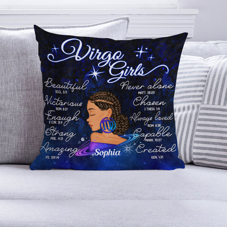 Personalized Pillow - Custom Birthday Gifts for Virgo girls, Zodiac Pillow, Virgo Girl Birthday Gift