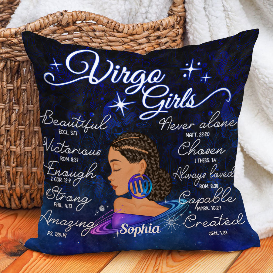 Personalized Pillow - Custom Birthday Gifts for Virgo girls, Zodiac Pillow, Virgo Girl Birthday Gift
