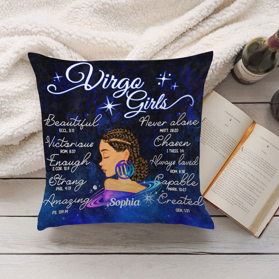 Personalized Pillow - Custom Birthday Gifts for Virgo girls, Zodiac Pillow, Virgo Girl Birthday Gift