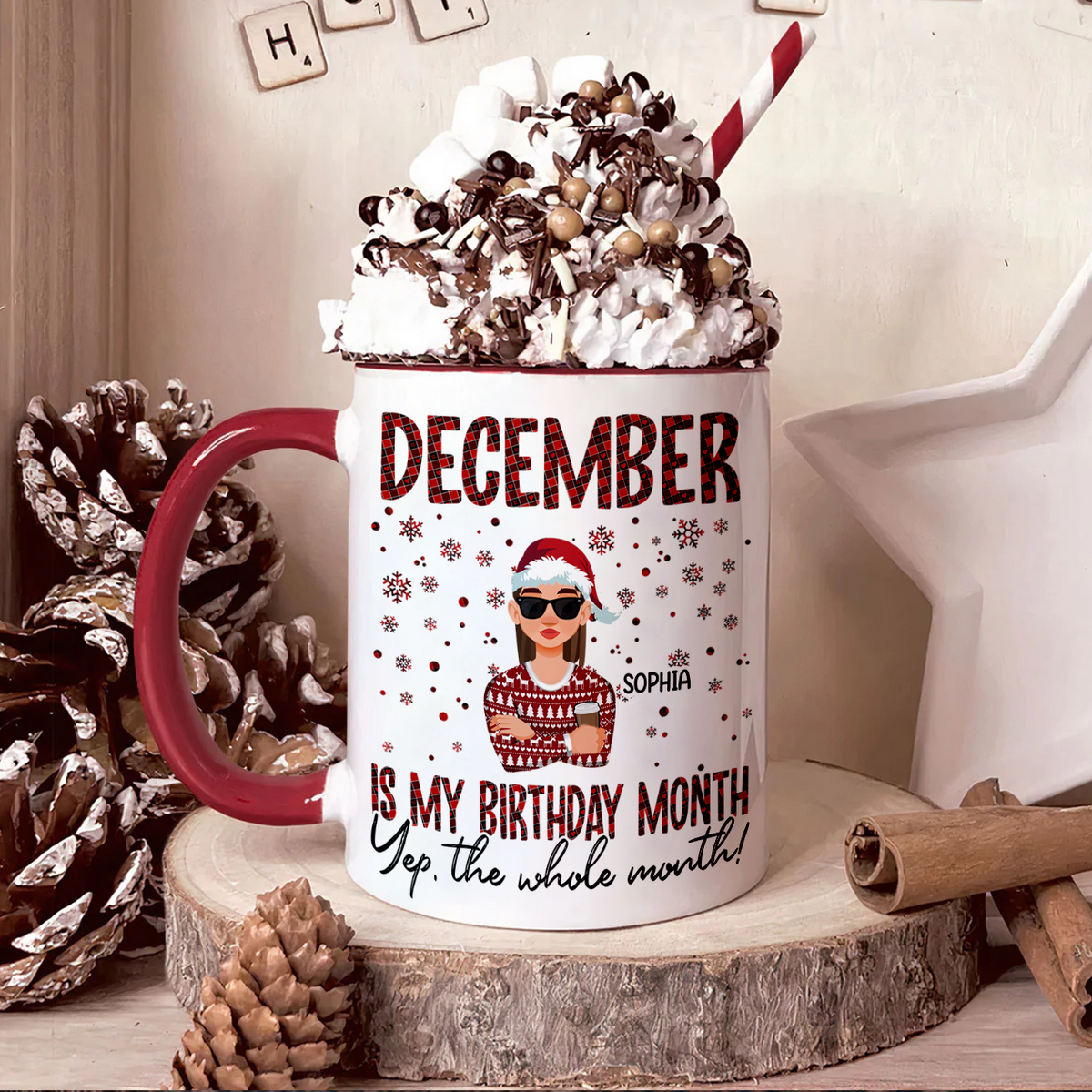 December Birthday Mug, Personalized Birthday Mug, Customized Mug For Birthday, Happy Birthday Personalized Mug