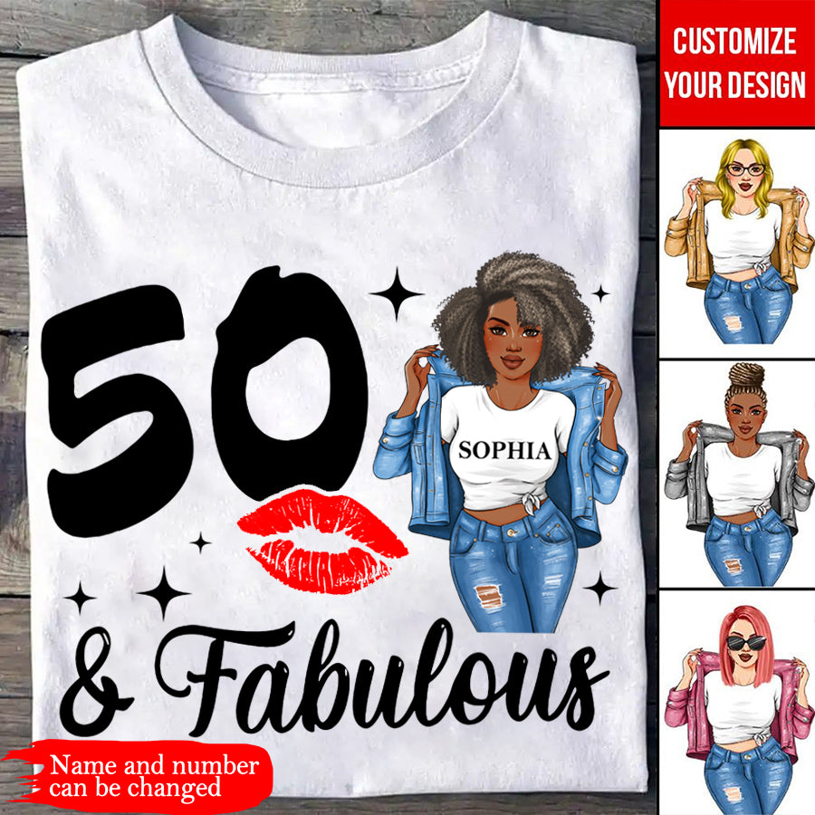 50th Birthday Shirts, Custom Birthday Shirts, Turning 50 Shirt, Gifts For Women Turning 50, 50 And Fabulous Shirt, 50th Birthday Shirts For Her-YPT-TLT
