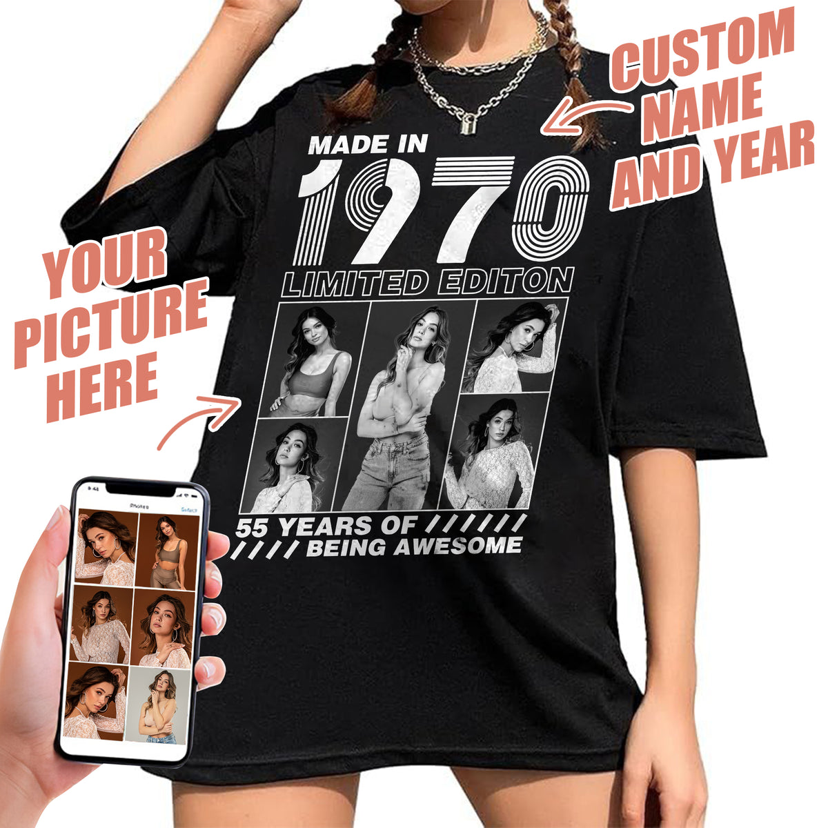 55th Birthday Shirts, Custom Birthday Shirts, Turning 55 Shirt, Gifts For Women Turning 55, 55 And Fabulous Shirt -YPT-TLT