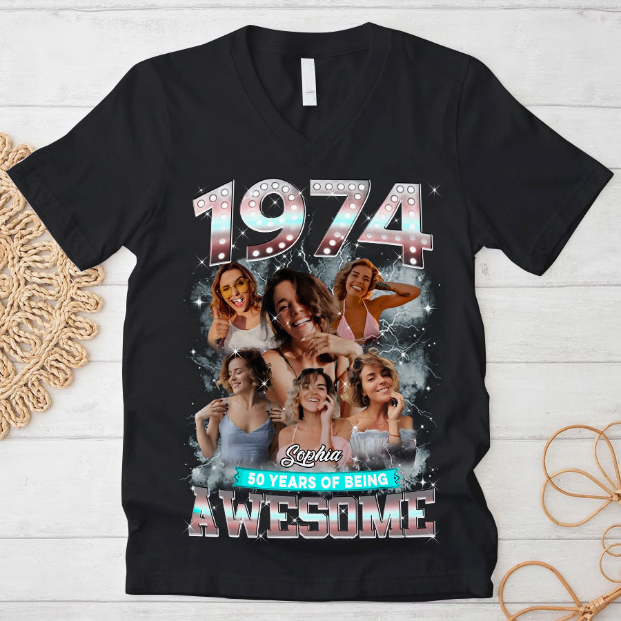 50th Birthday Shirts, Custom Birthday Shirts, Turning 50 Shirt, Gifts For Women Turning 50, 50 And Fabulous Shirt, 1974 Shirt, 50th Birthday Shirts For Her-YPT-TLQ
