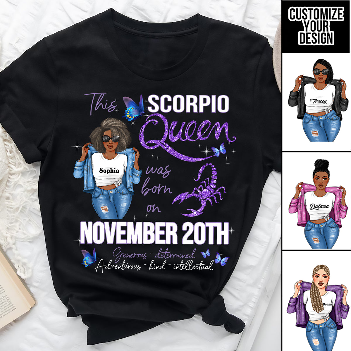 Personalized Scorpio shirt, Scorpio Birthday T Shirt, customize birthday shirt for woman, Scorpio t shirts for ladies, Scorpio queen t shirt, Scorpio Queen Birthday shirt-YPT-ALK
