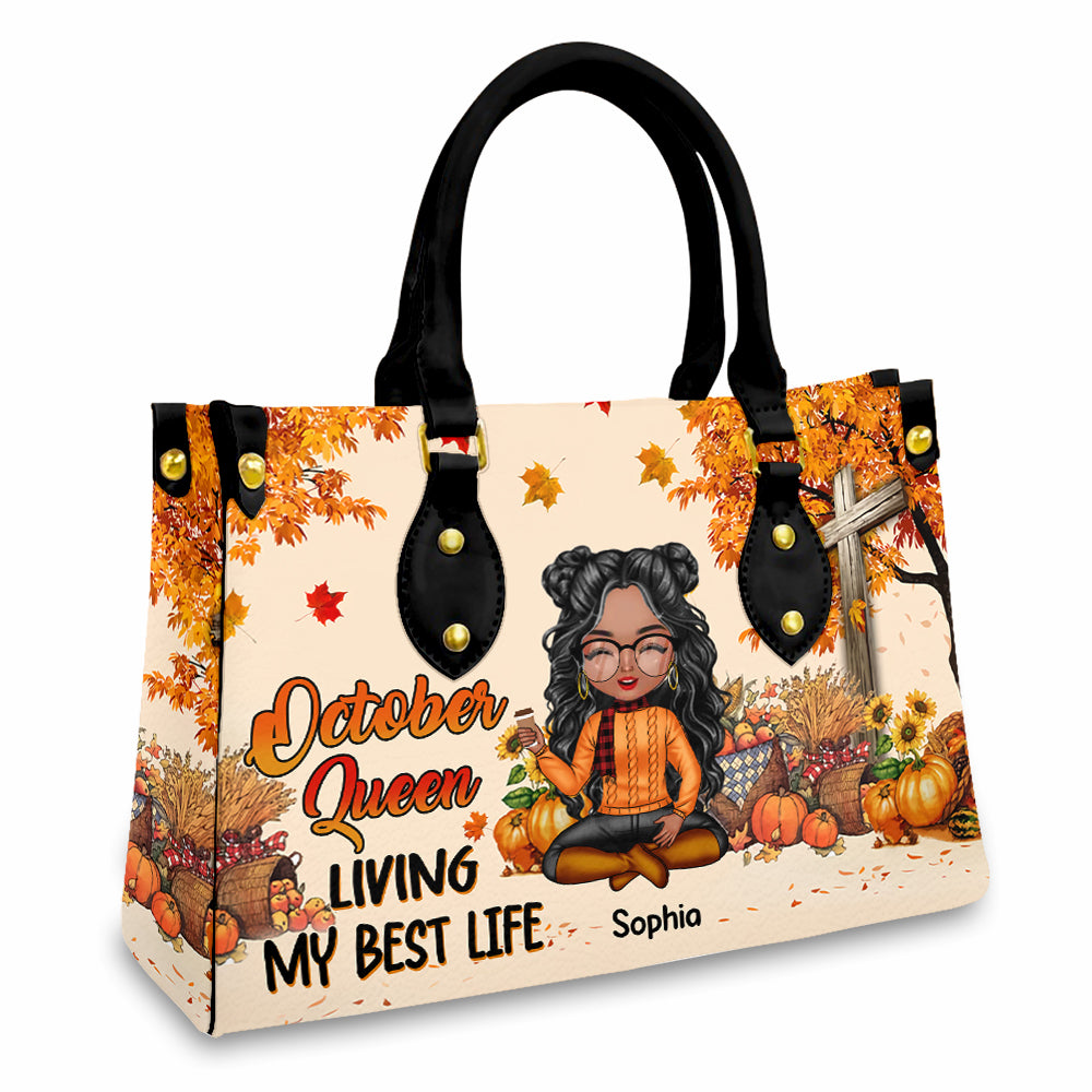Personalized Leather Bag - Birthday, Handbag Personalized, Custom Birthday Gift, Queens Are Born In October
