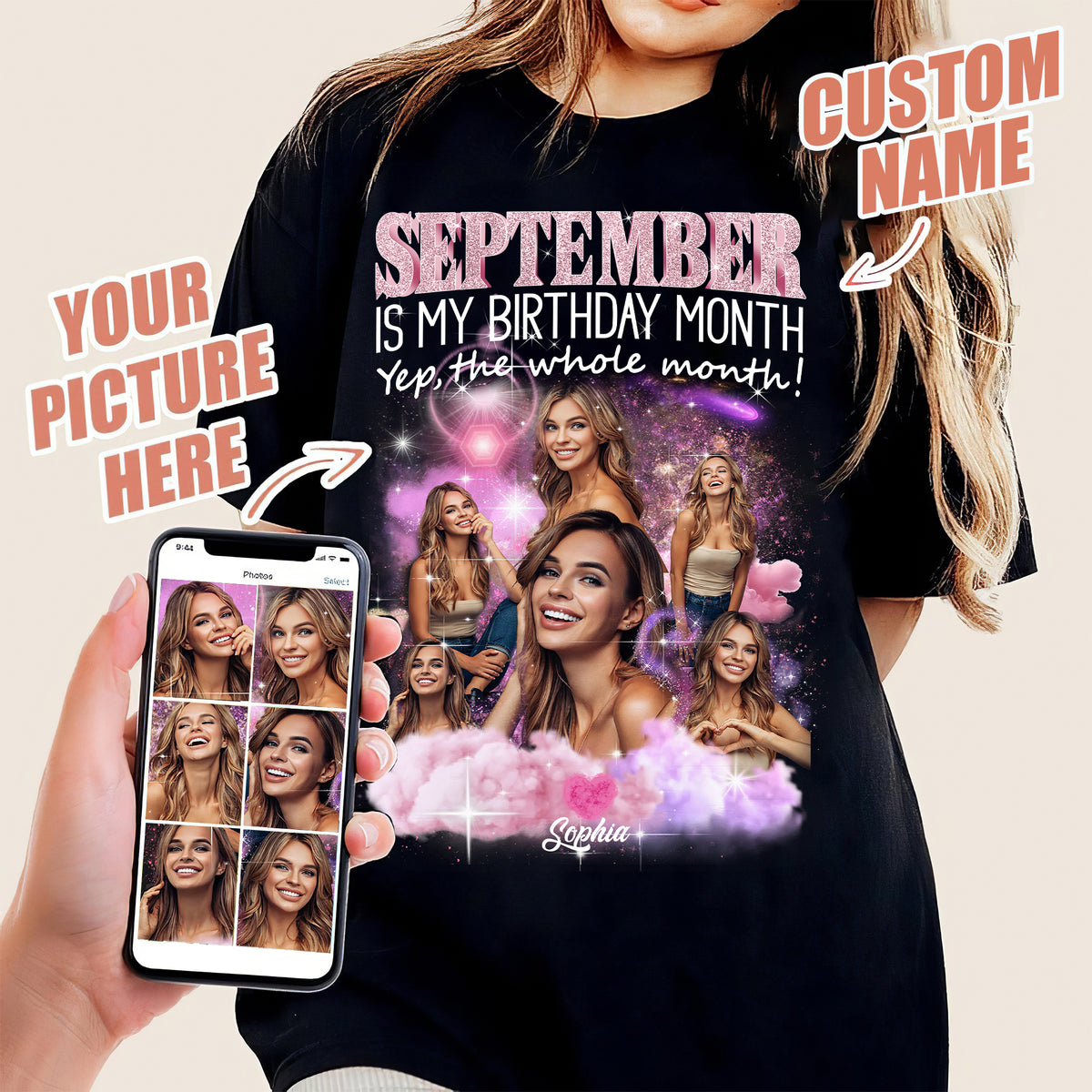 September Birthday Shirt, Custom Birthday Shirt, Queens Born In September, September Birthday Shirts For Woman, September Birthday Gifts, September Is My Birthday Month, Yep The Whole Month-YPT-ALK