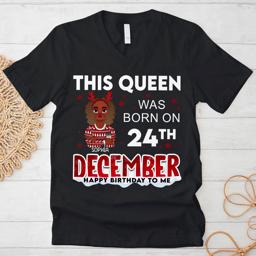December Birthday Shirt, Custom Birthday Shirt, Queen Was Born In December Birthday Shirts For Woman