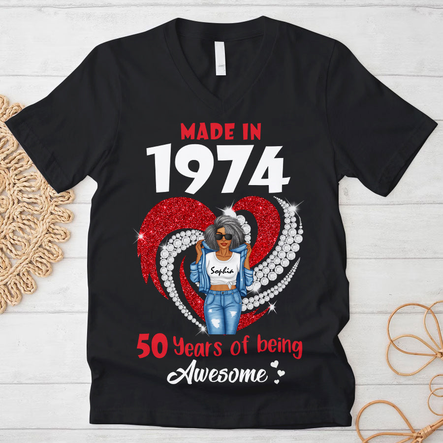 Chapter 50, Fabulous Since 1974 50th Birthday Unique T Shirt For Woman, Her Gifts For 50 Years Old , Turning 50 Birthday Cotton Shirt - TLQ