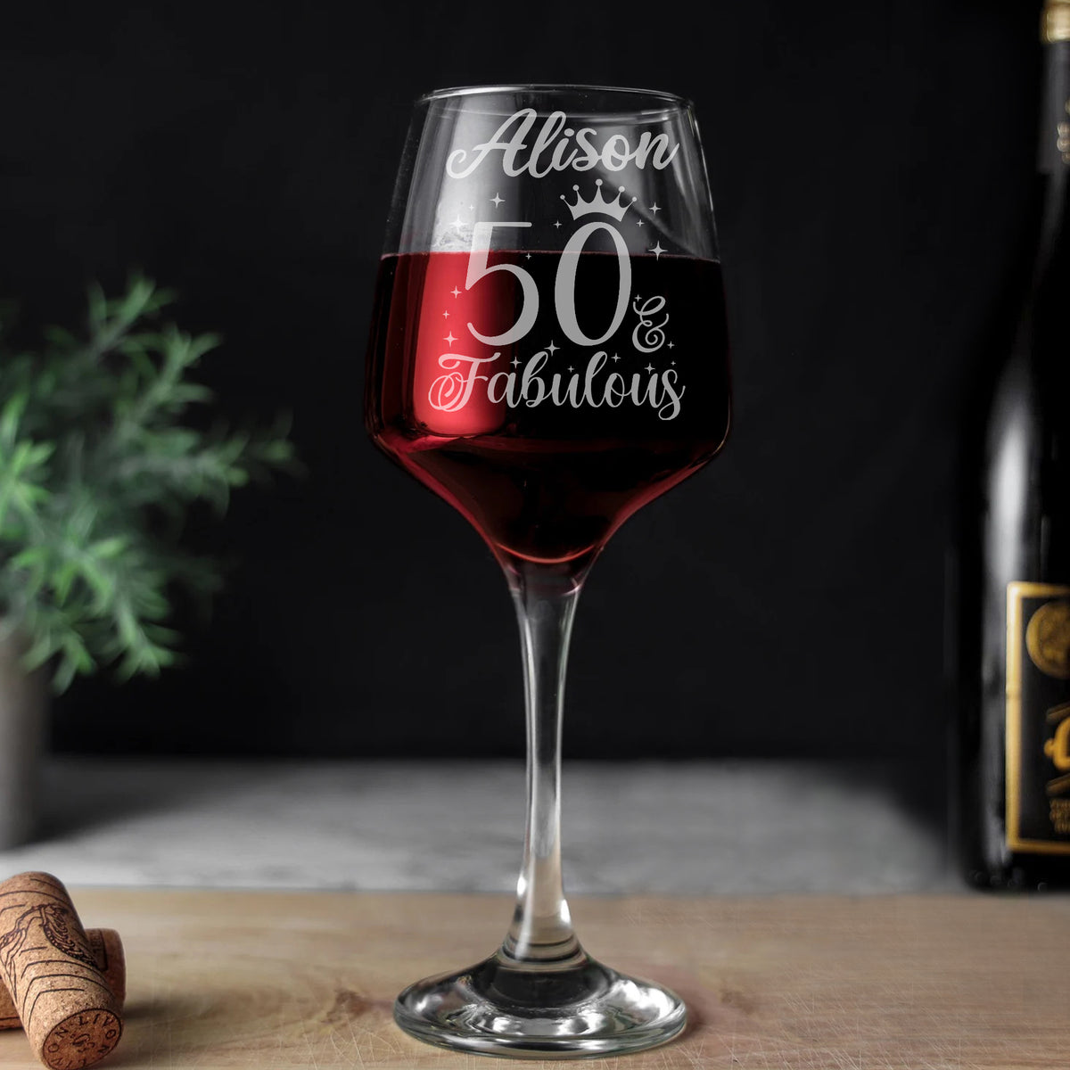 50 and Fabulous Engraved Wine Glass –50th Birthday Glass – Gifts for 50 Year Old – 50th Birthday Red White Rose Wine Glass-YPT-ALK
