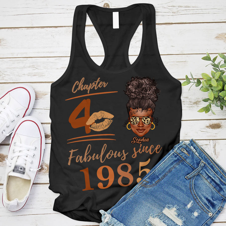 Chapter 40, Fabulous Since 1985 40th Birthday Unique T Shirt For Woman, Her Gifts For 40 Years Old , Turning 40 Birthday Cotton Shirt TLQ