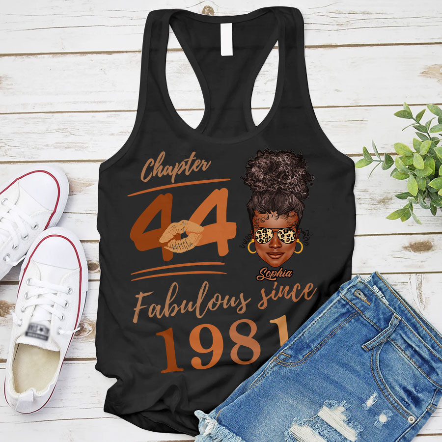 Chapter 44, Fabulous Since 1981 44th Birthday Unique T Shirt For Woman, Her Gifts For 44 Years Old , Turning 44 Birthday Cotton Shirt TLQ