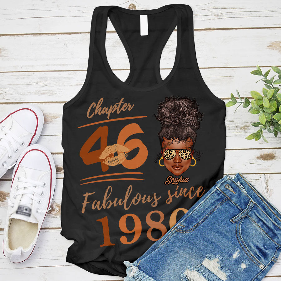 Chapter 46, Fabulous Since 1980 46th Birthday Unique T Shirt For Woman, Her Gifts For 46 Years Old , Turning 46 Birthday Cotton Shirt TLQ