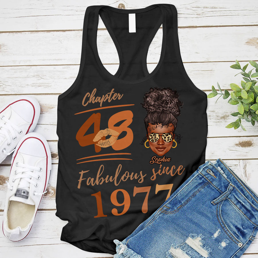 Chapter 48, Fabulous Since 1977 48th Birthday Unique T Shirt For Woman, Her Gifts For 48 Years Old , Turning 48 Birthday Cotton Shirt TLQ