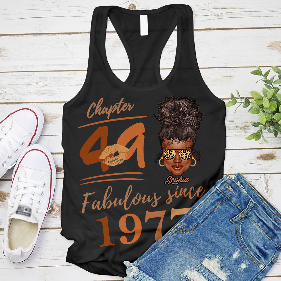 Chapter 49, Fabulous Since 1977 49th Birthday Unique T Shirt For Woman, Her Gifts For 49 Years Old , Turning 49 Birthday Cotton Shirt TLQ