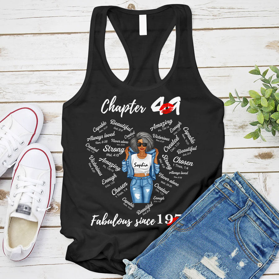 Chapter 49, Fabulous Since 1975 49th Birthday Unique T Shirt For Woman, Her Gifts For 49 Years Old , Turning 49 Birthday Cotton Shirt-TLQ