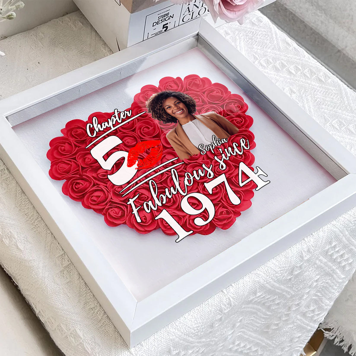 Personalized Flower Shadow Box - Gifts For Women Turning 50 - HMT