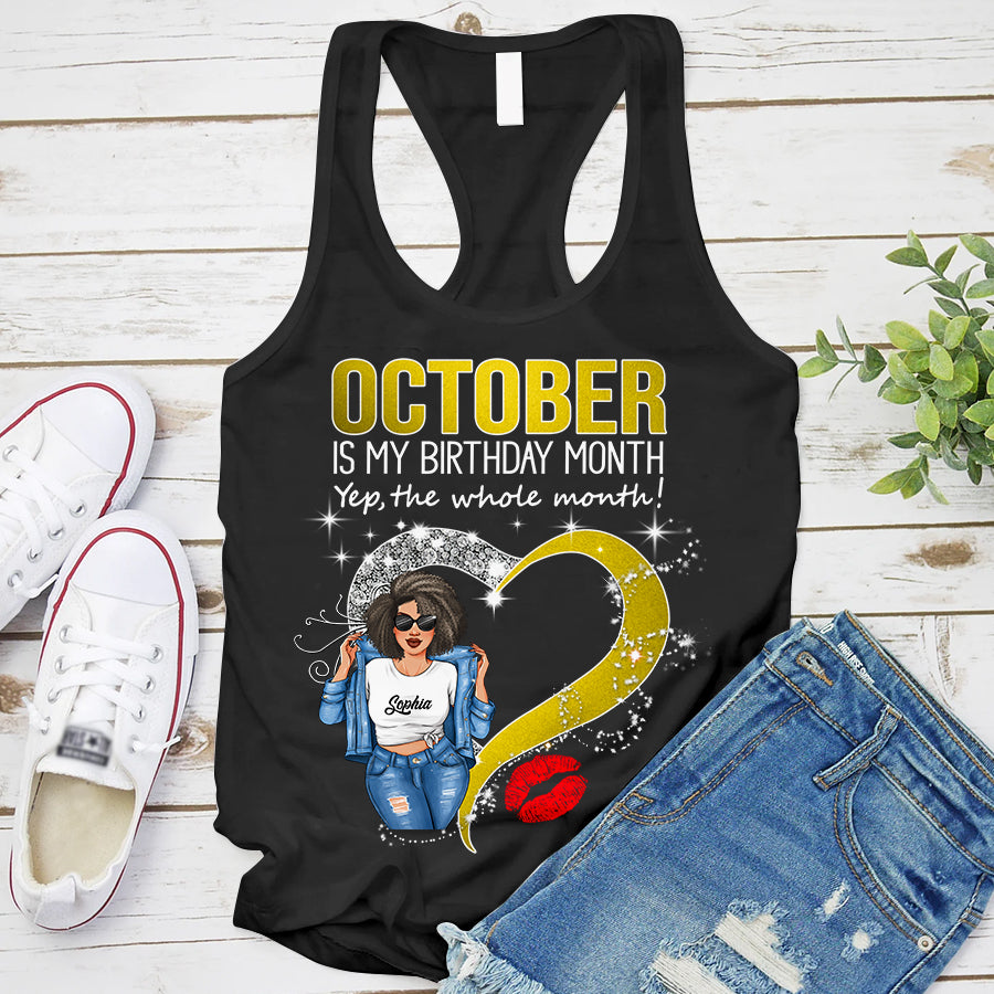 Personalized October Birthday Shirt, Custom Birthday Shirt, Queens was Born In October, October Birthday Shirts For Woman, October Birthday Gifts-YPT-TLQ